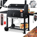 KESSER® Chariot à Barbecue , Grill XXL à Charbon de Bois avec Couvercle, Roues, poignée en Acier Inoxydable, Grille et thermomètre , Grand Barbecue au Charbon de Bois