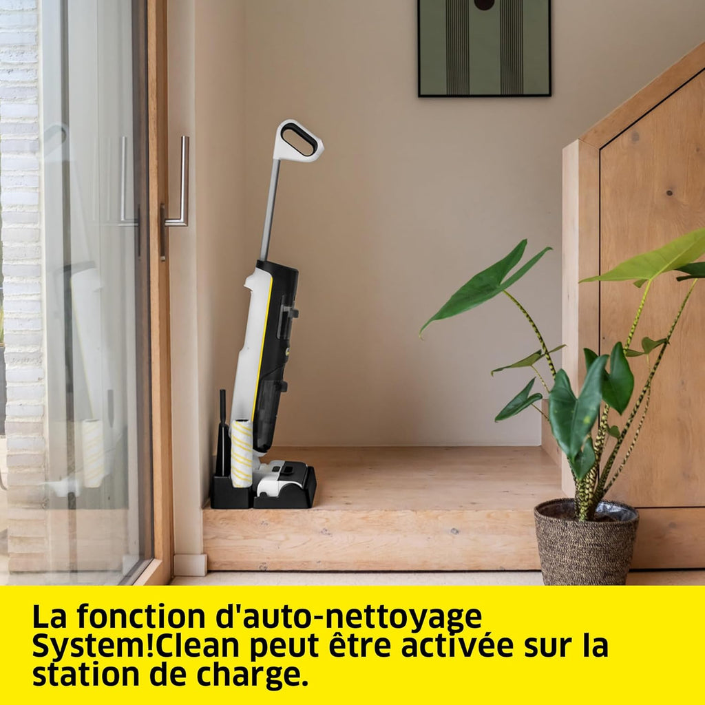 Kärcher Aspirateur-Laveur FCV 4, 4 Modes de Nettoyage, autonomie de la Batterie : env. 45 Min, Surface Couverte par Charge : env. 200 m²