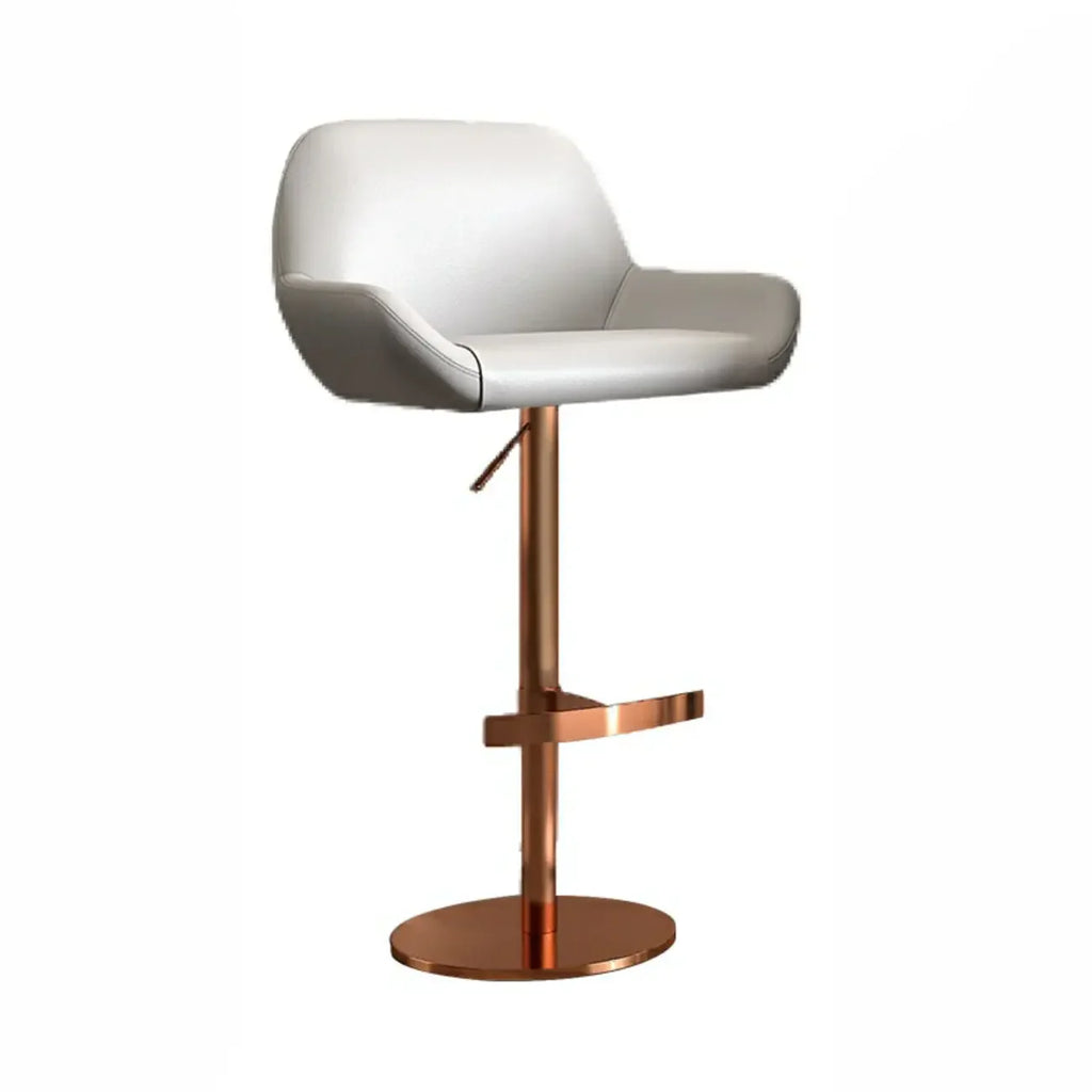 Minimalist Leather Swivel Bar Stools with Low Back for Kitchen