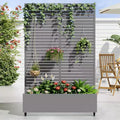 MAYEERTY Planter Box with Trellis Iron Gray Louvered Classic Style 72x35x16in 3-Piece Set