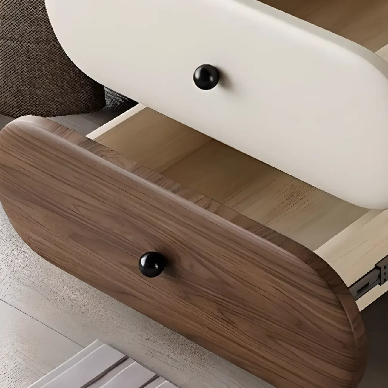 Modern Two-Tone Bedside Table with Storage Drawers