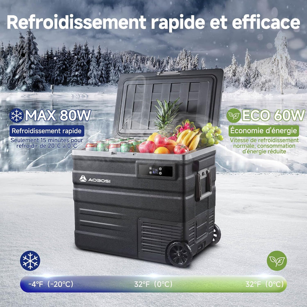 45L Glacière à Compresseur,Glaciere Électrique -20℃ à 20℃,Frigo Camion APP&Bouton Contrôle,12/24V DC et 100-240V AC Glaciere Camping Pour Voiture,Camion,Bateau et Prise De Courant -