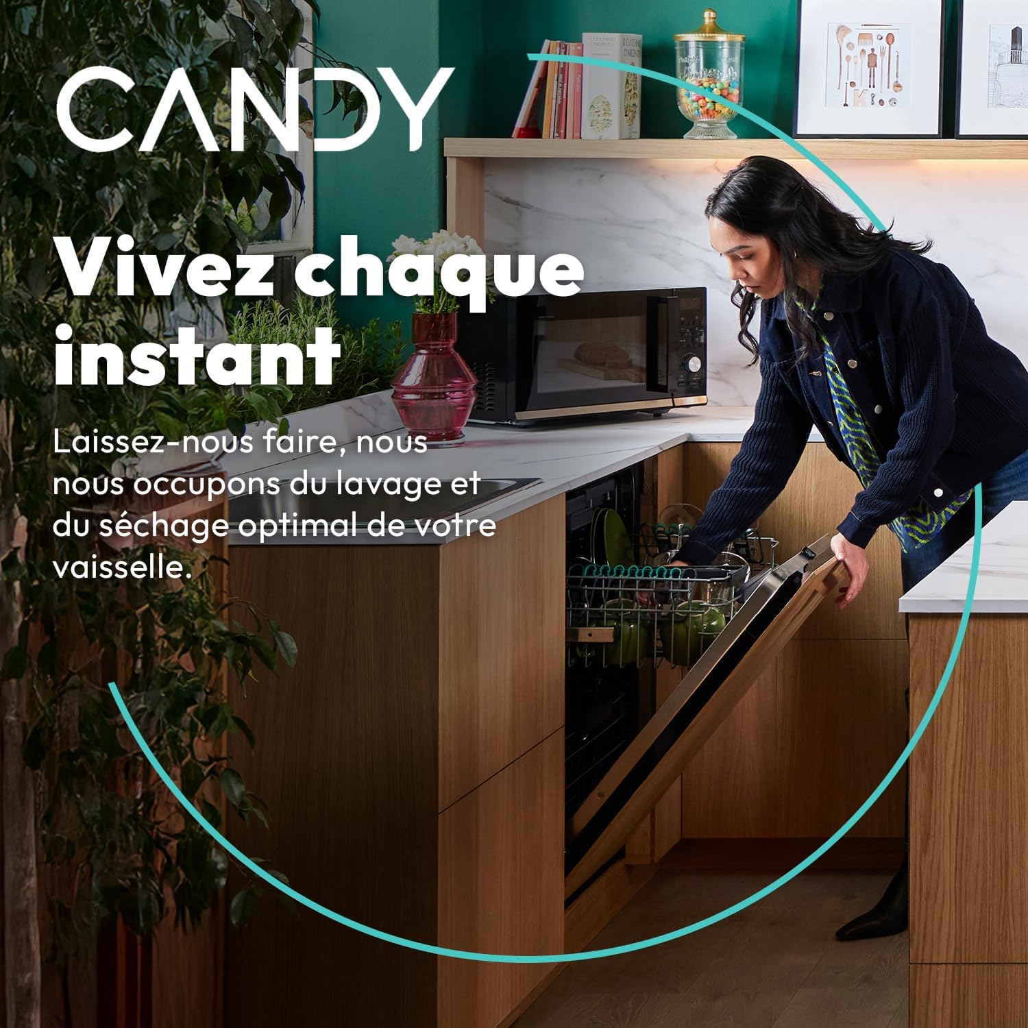 CANDY - Lave-Vaisselle - Pose Libre - 15 Couverts - Classe Énergétique C - Maxi Cuve, Wash & Dry 35 min, Ouverture Automatique, Contrôle à Distance - Noir - 60 x 85 x 60 cm - Modèle CF 5C6F0B