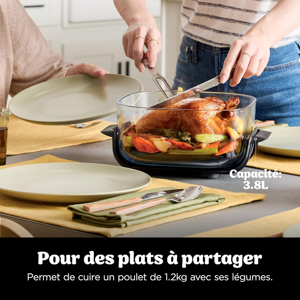 Ninja CRISPi Friteuse sans huile portable, 3,8L, 4-en-1 : Frire sans huile, Rôtir, Garder au chaud, Recroustiller, Design compact, 2 récipients avec couvercles, 1 700 W, Sauge FN101EUSG