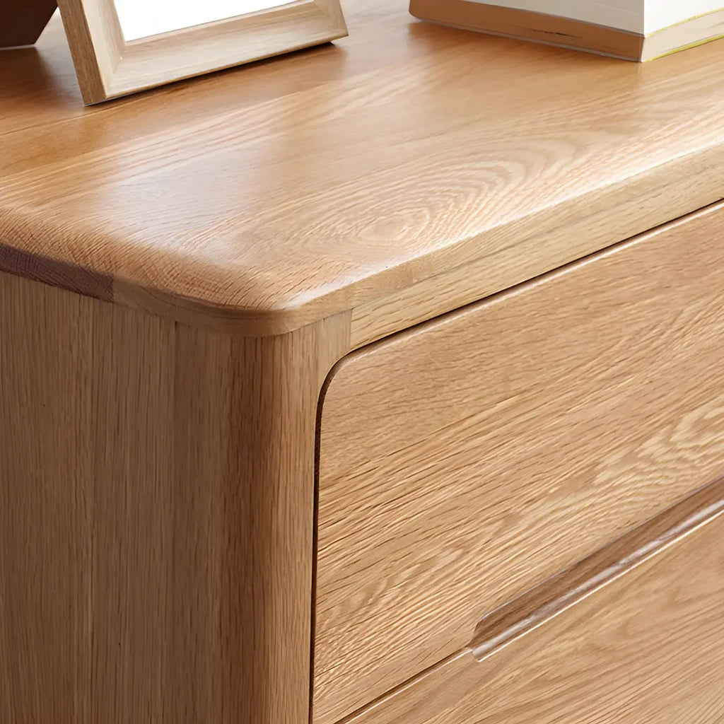 Traditional Natural Oak Wood Double Dresser for Bedroom