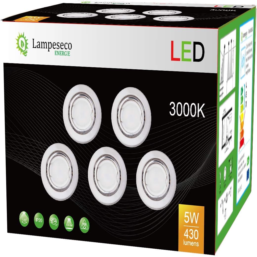 LampesEcoEnergie Lot de 50 spot led encastrable orientable alu brossé avec ampoule gu10 230v eq. 50w
