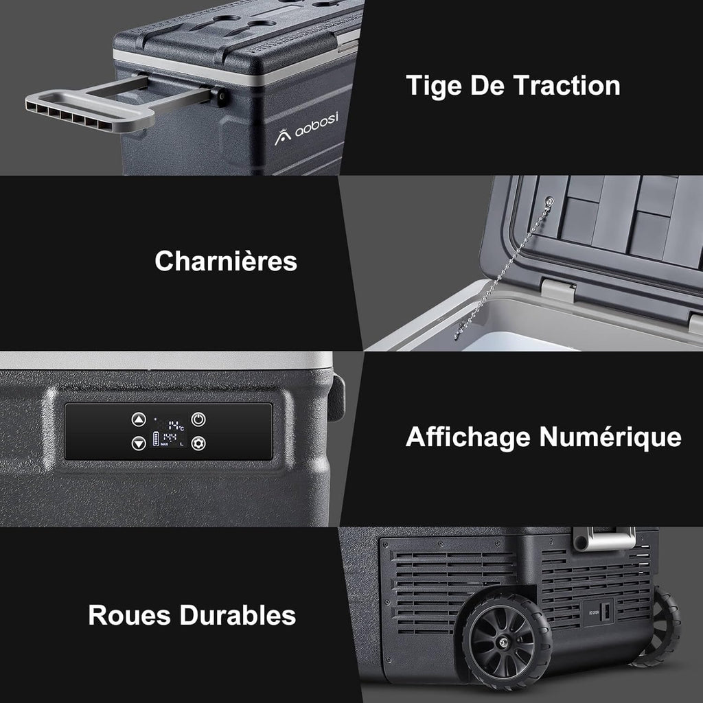 45L Glacière à Compresseur,Glaciere Électrique -20℃ à 20℃,Frigo Camion APP&Bouton Contrôle,12/24V DC et 100-240V AC Glaciere Camping Pour Voiture,Camion,Bateau et Prise De Courant -