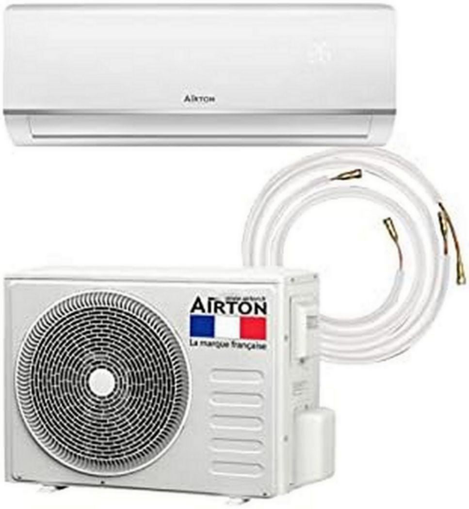 PACK Prêt à poser Airton : Pompe à chaleur/Climatiseur réversible R32-5270/5500W - 18000BTU + Raccordement 4M Ready Clim (60m2 - A++) - Gaz pré-chargé.