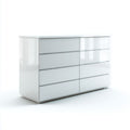 Commode à huit tiroirs en blanc brillant sans poignées au design linéaire
