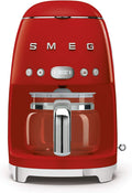 Smeg, Machine à Café Filtre DCF02RDEU, Fonction Arôme et Autostart, Carafe en Verre Jusqu'à 12 Tasses, 2 Niveaux d'Intensité, Mode Maintien au Chaud, 1050 W, Rouge