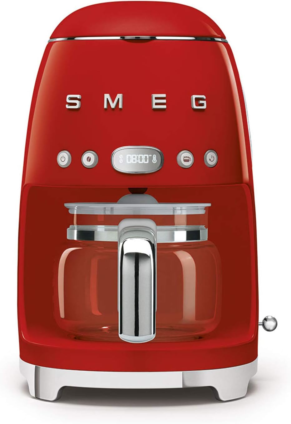 Smeg, Machine à Café Filtre DCF02RDEU, Fonction Arôme et Autostart, Carafe en Verre Jusqu'à 12 Tasses, 2 Niveaux d'Intensité, Mode Maintien au Chaud, 1050 W, Rouge