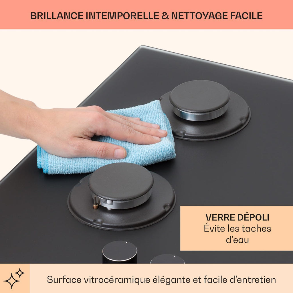 Klarstein Table de Cuisson à Gaz, Plaque de Cuisson Gaz à 5 Brûleurs, Table de Cuisson Encastrable à 5 Feux de 10400W, Cuisiniere Gaz, Gaziniere Gaz avec Brûleurs en Acier Inoxydable, Cuisinières GPL