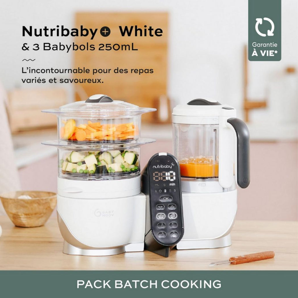 Babymoov Nutribaby(+), Robot cuiseur multifonction 6 en 1 pour bébé, cuiseur vapeur, grande capacité 2,2 L, petits pots maison, idéal pour diversifier les repas, vert opale