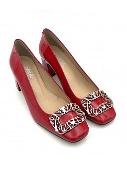 Escarpin Stocks Permanents Valda / Vernis Rouge