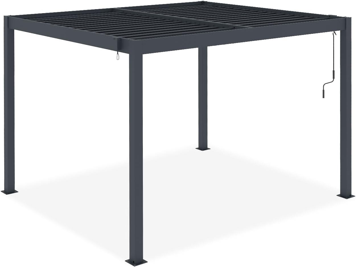 CAZEBOO Pergola Bioclimatique Autoportante Piana 3x2,5 m - 7,5 m² – Pergola Aluminium Gris avec Lames Orientables en Acier – Abri Terrasse et Jardin