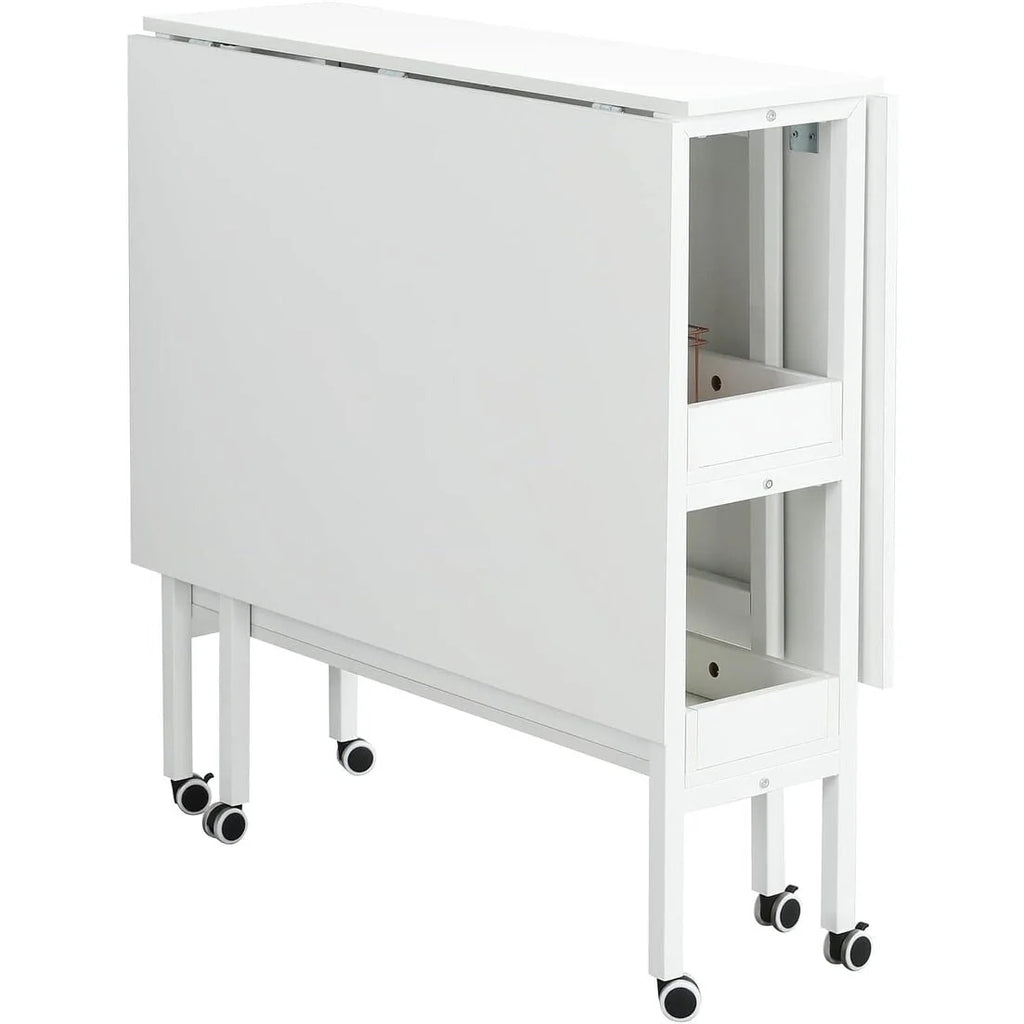 Height Adjustable Craft Table with Storage Shelves, Mobile Folding Cutting Table for Home Office Sewing Room Craft Room