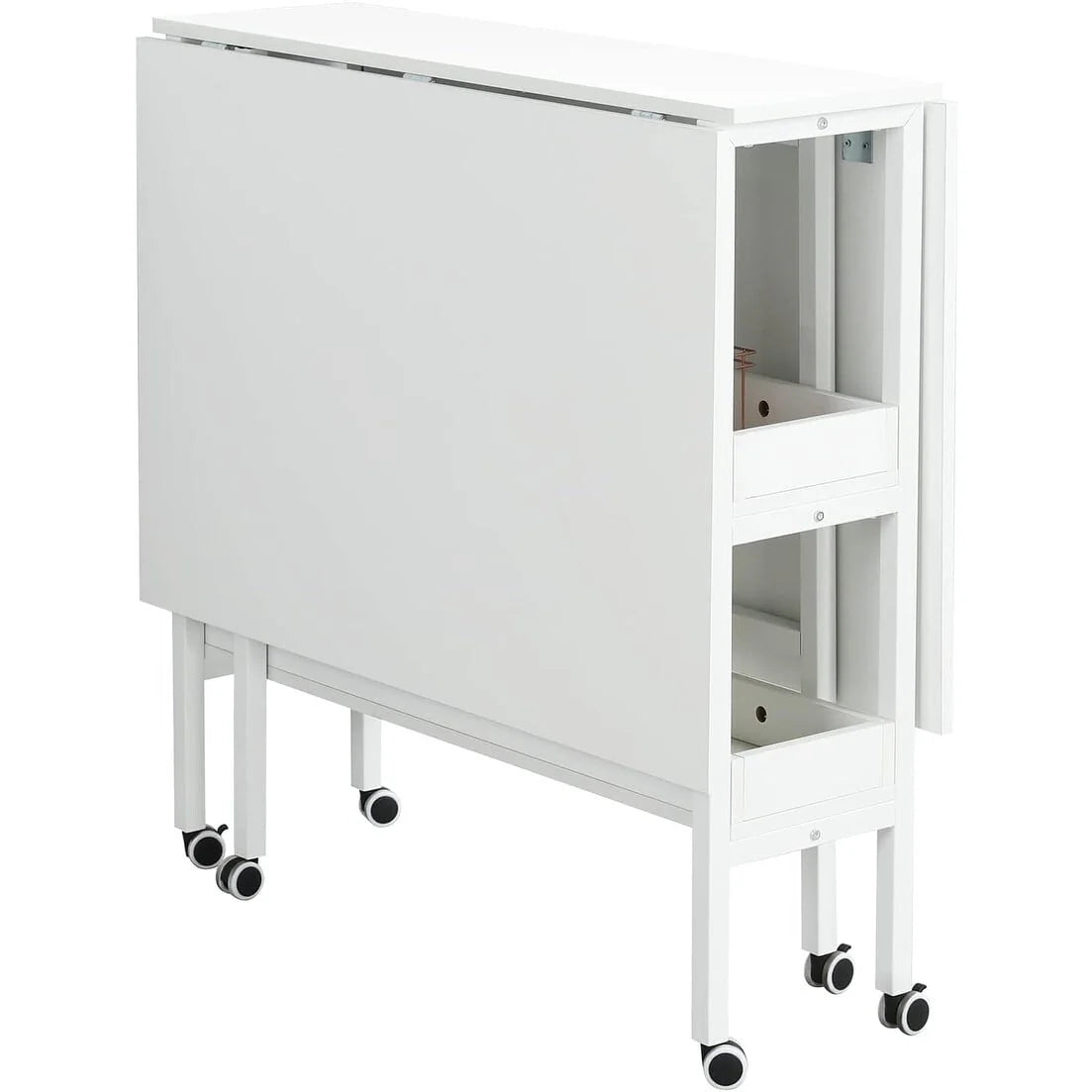 Height Adjustable Craft Table with Storage Shelves, Mobile Folding Cutting Table for Home Office Sewing Room Craft Room