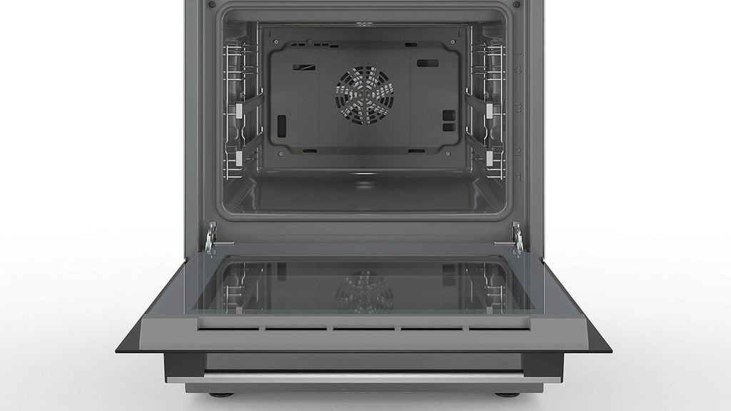 Bosch HKR39C250 Série 4 Cuisinière électrique 60 cm de large, EcoClean Direct, 3D air chaud cuisson à 3 niveaux, contrôle de l'écran LED, zone de cuisson extensible pour grande batterie de cuisine