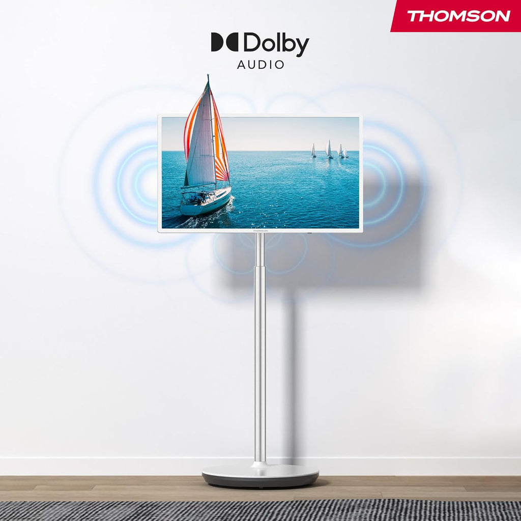 THOMSON Go TV 32 Pouces (81 cm), téléviseur Android Portable – HD Ready (1366x768), Commande vocale, Netflix, Disney,Google,Bluetooth 5.1, Wi-FI, Fonction Hotspot, autonomie Jusqu’à 4 Heures