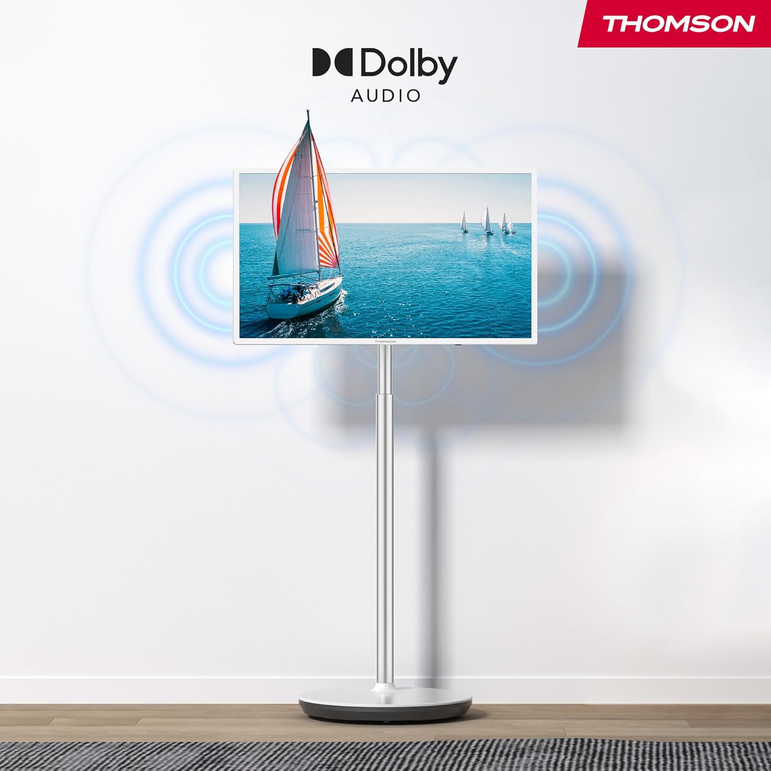 THOMSON Go TV 32 Pouces (81 cm), téléviseur Android Portable – HD Ready (1366x768), Commande vocale, Netflix, Disney,Google,Bluetooth 5.1, Wi-FI, Fonction Hotspot, autonomie Jusqu’à 4 Heures