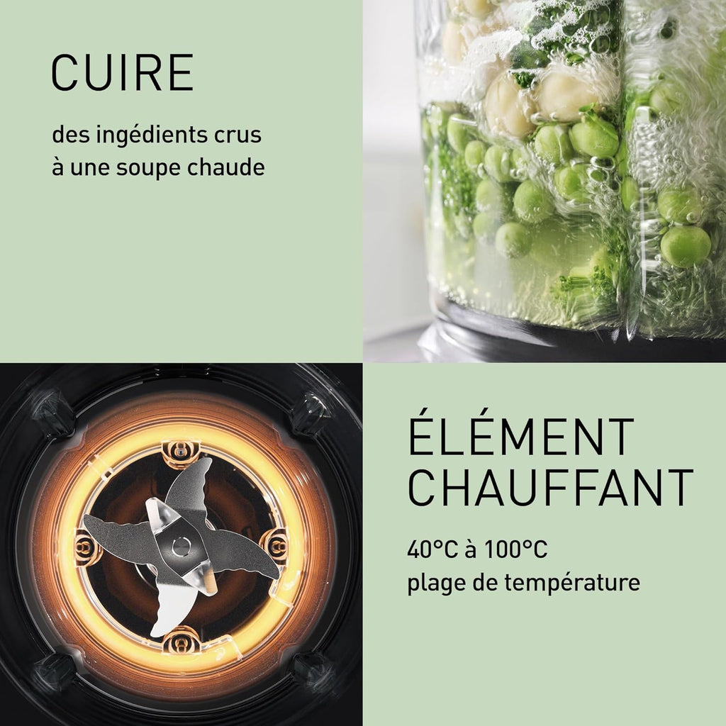 Panasonic MX-HG4401KXE Blender Chauffant, 1.2L, 800W, Chaud et Froid, 9 modes Automatiques, 10 Vitesses, Minuterie, Maintien au Chaud, Nettoyage Automatique, Noir et or Rose
