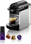 Nespresso Machine à café à capsules DeLonghi EN 124.S Pixie Silver | 1260 W | 0,7 L | Panneaux latéraux à capsules recyclées, métal argenté