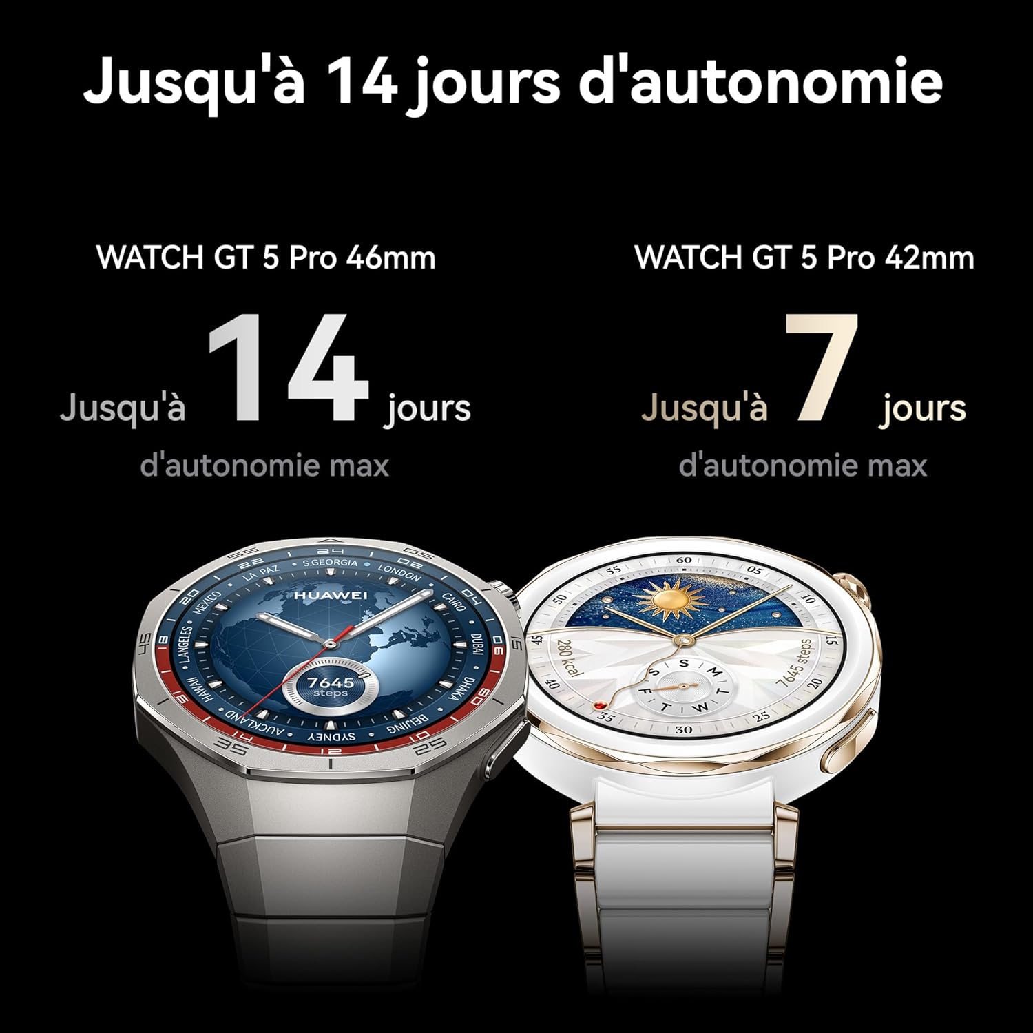 HUAWEI Watch GT 5 Pro 46mm Montre Connectée, Design aux Lignes épurées, Programmes d'entraînement de Pointe, Suivi de la santé, ECG, Jusqu'à 14 Jours d'autonomie, iOS& Android, Noir
