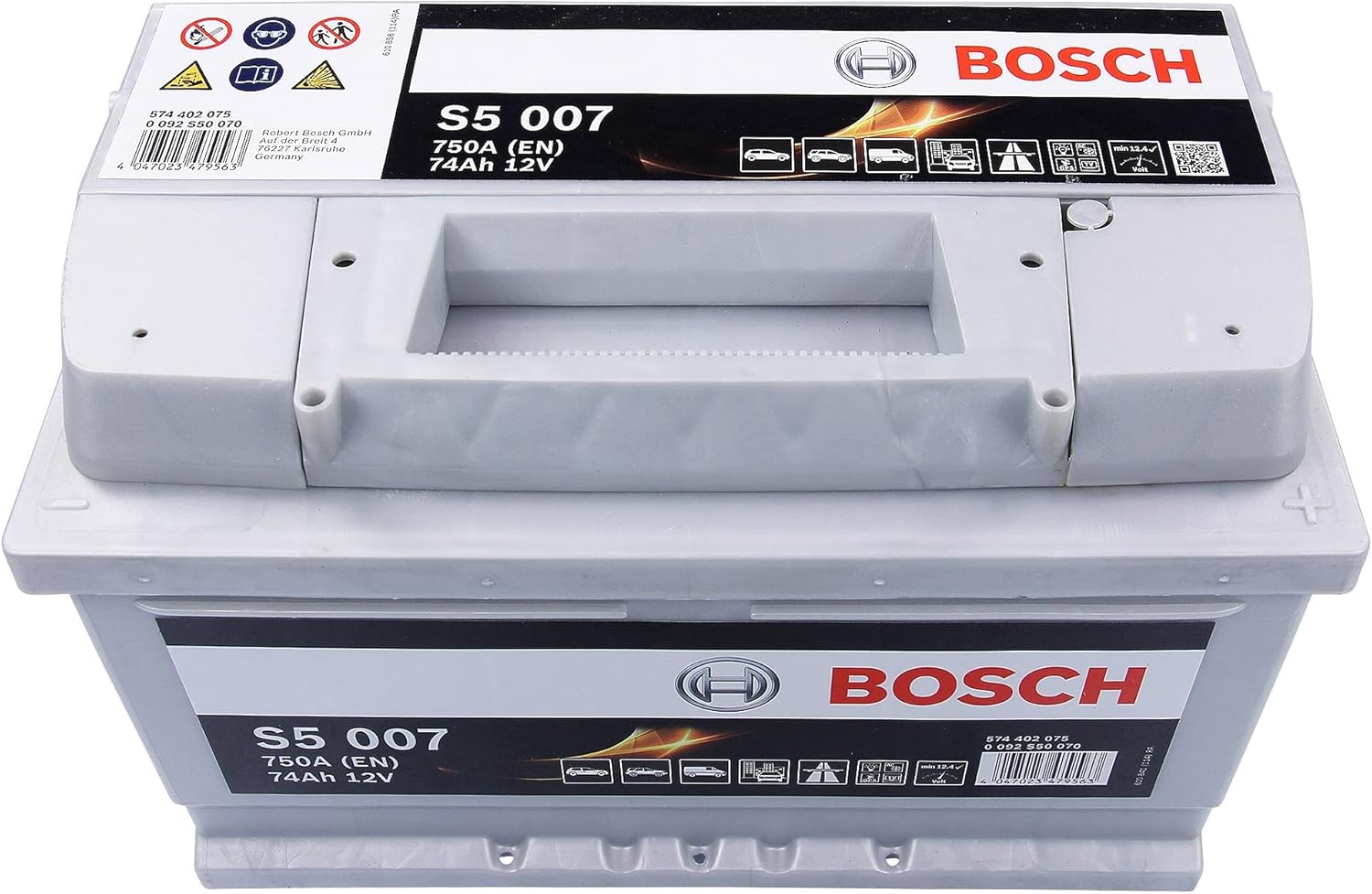 Bosch S5007 - Batterie Auto - 74A/h - 750A - Technologie Plomb-Acide - pour les Véhicules sans Système Start/Stop