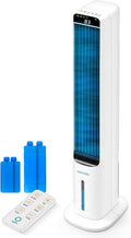 SereneLife Rafraîchisseur d'Air Évaporatif 5 L avec Télécommande, Ventilateur Colonne Oscillant Silencieux, 3 Vitesses, 4 Blocs Réfrigérants, Pour Chambre, Salon et Bureau