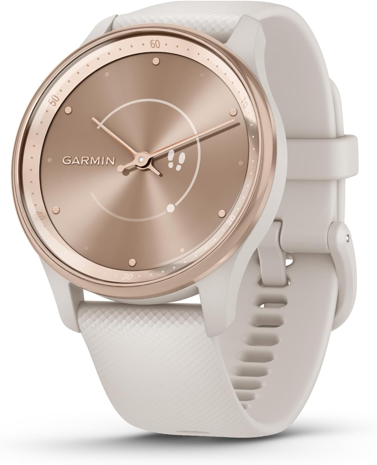 Garmin vívomove Trend - Montre connectée Hybride - Pêche Or avec Bracelet Ivoire