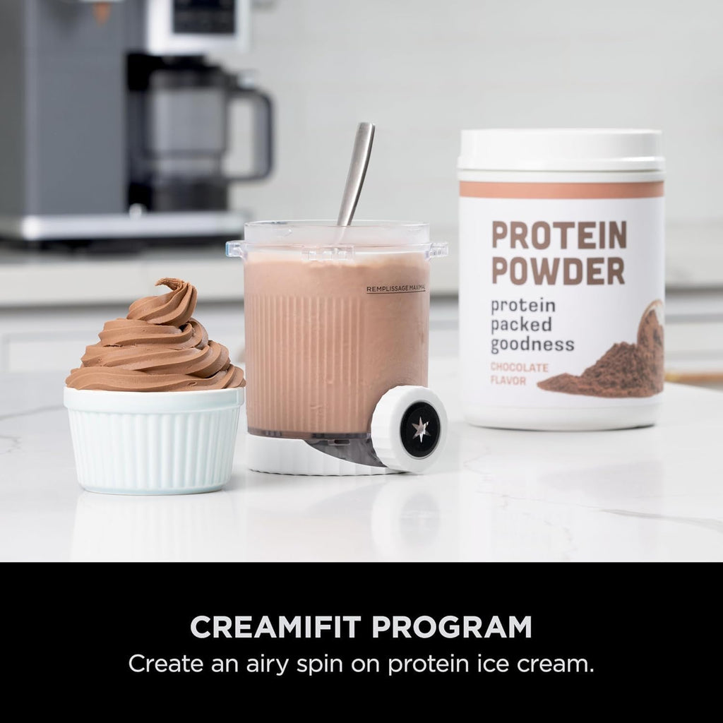 Ninja CREAMi NC701UK Swirl Machine à crème glacée avec 2 bacs 13 fonctions pour faire de la crème glacée, du gelato, du sorbet, des milkshakes et plus encore, option de mélange, argent platine