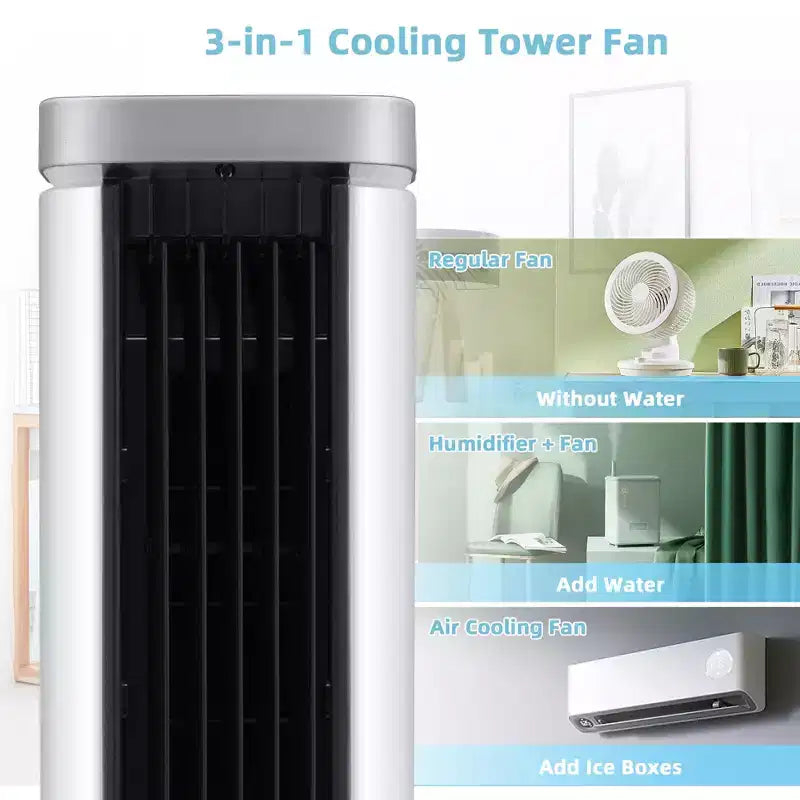 Costway 3-In-1 Portable Evaporative Air Cooler 40'' Bladeless Cooling Tower Fan w/Timer