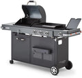- Barbecue Bi-Energy Gun Metal XL - Barbecue Charbon et Plancha 60 x 42 cm à gaz avec brûleur latéral -12,95 KW