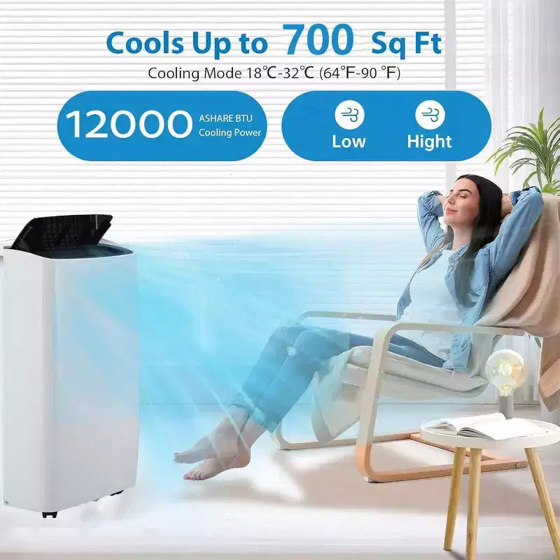 12,000 BTU Portable Air Conditioner for 550 Sq Ft 3-In-1 AC Unit with Cooling/Dehumidifier/Fan Modes
