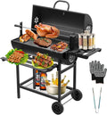 TEENO Barbecue Charbon de Bois,avec Grille de Cuisson XXL,Gants Anti-BrûLures, ThermomèTre,Tiroir à Cendres, éVent RéGlable,Grand Barbecue au Charbon de Bois(Upgraded (with Chicken Grill))