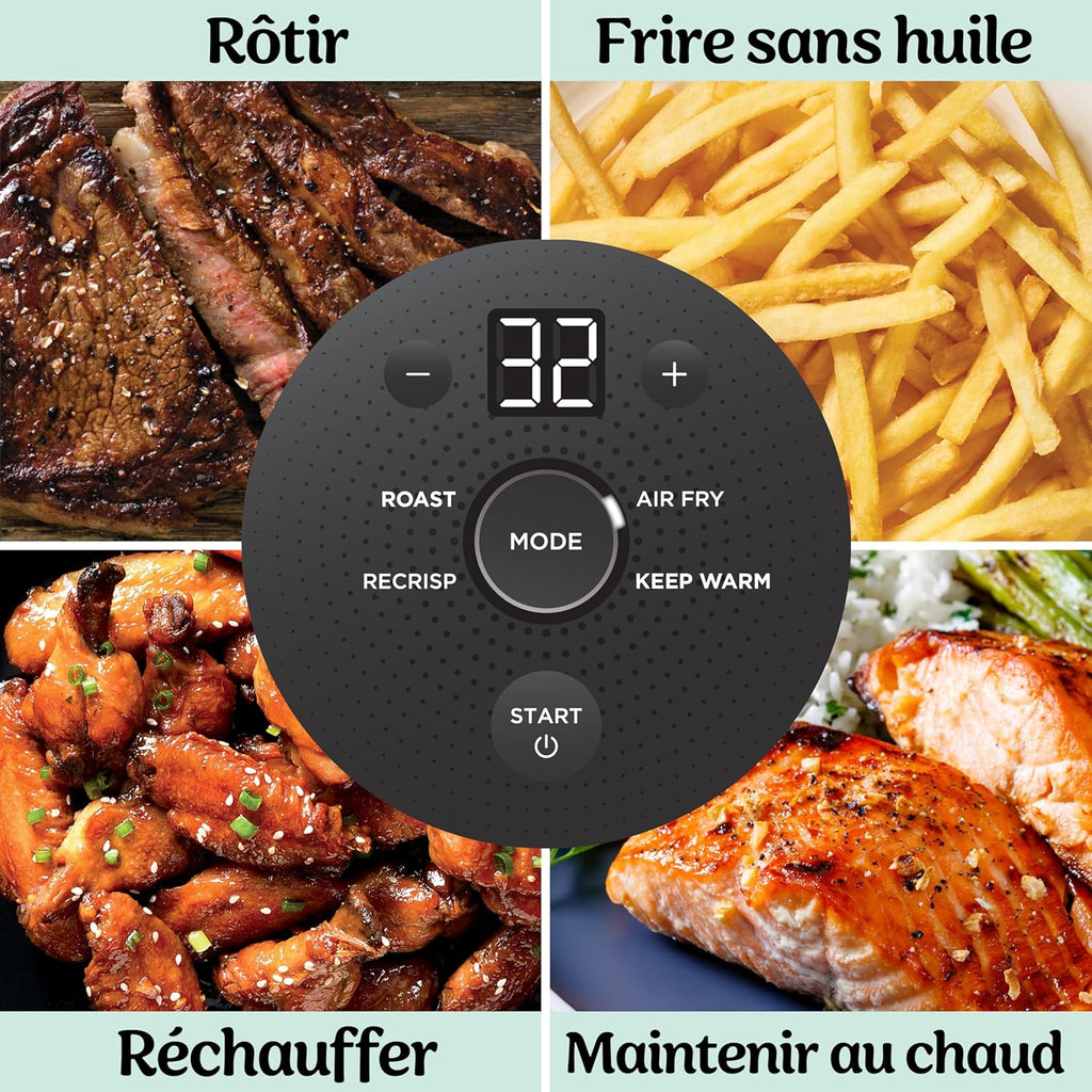 Ninja CRISPi Friteuse sans huile portable, 3,8L, 4-en-1 : Frire sans huile, Rôtir, Garder au chaud, Recroustiller, Design compact, 2 récipients avec couvercles, 1 700 W, Sauge FN101EUSG
