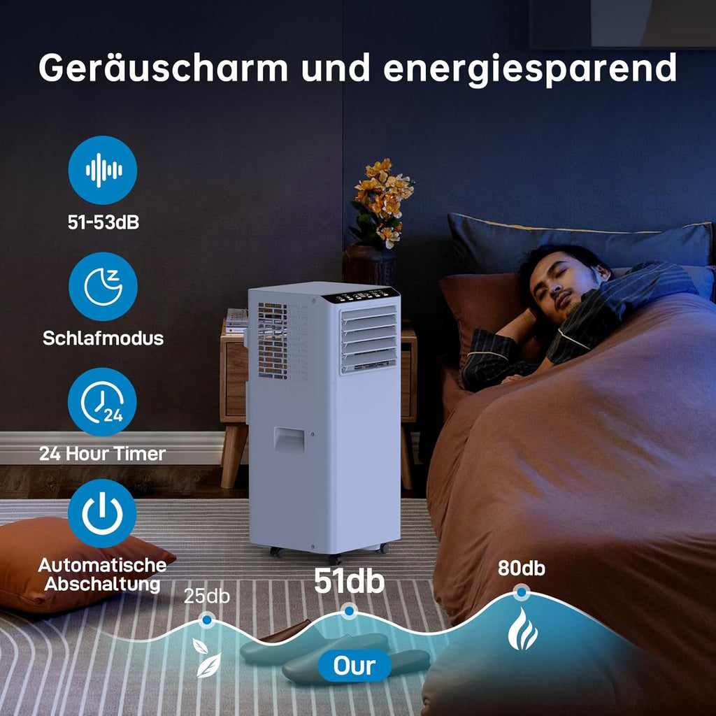 Climatiseur Mobile 7000 BTU, Mobile Klimageräte Avec Tuyau d’évacuation, Climatiseur Mobile Silencieux