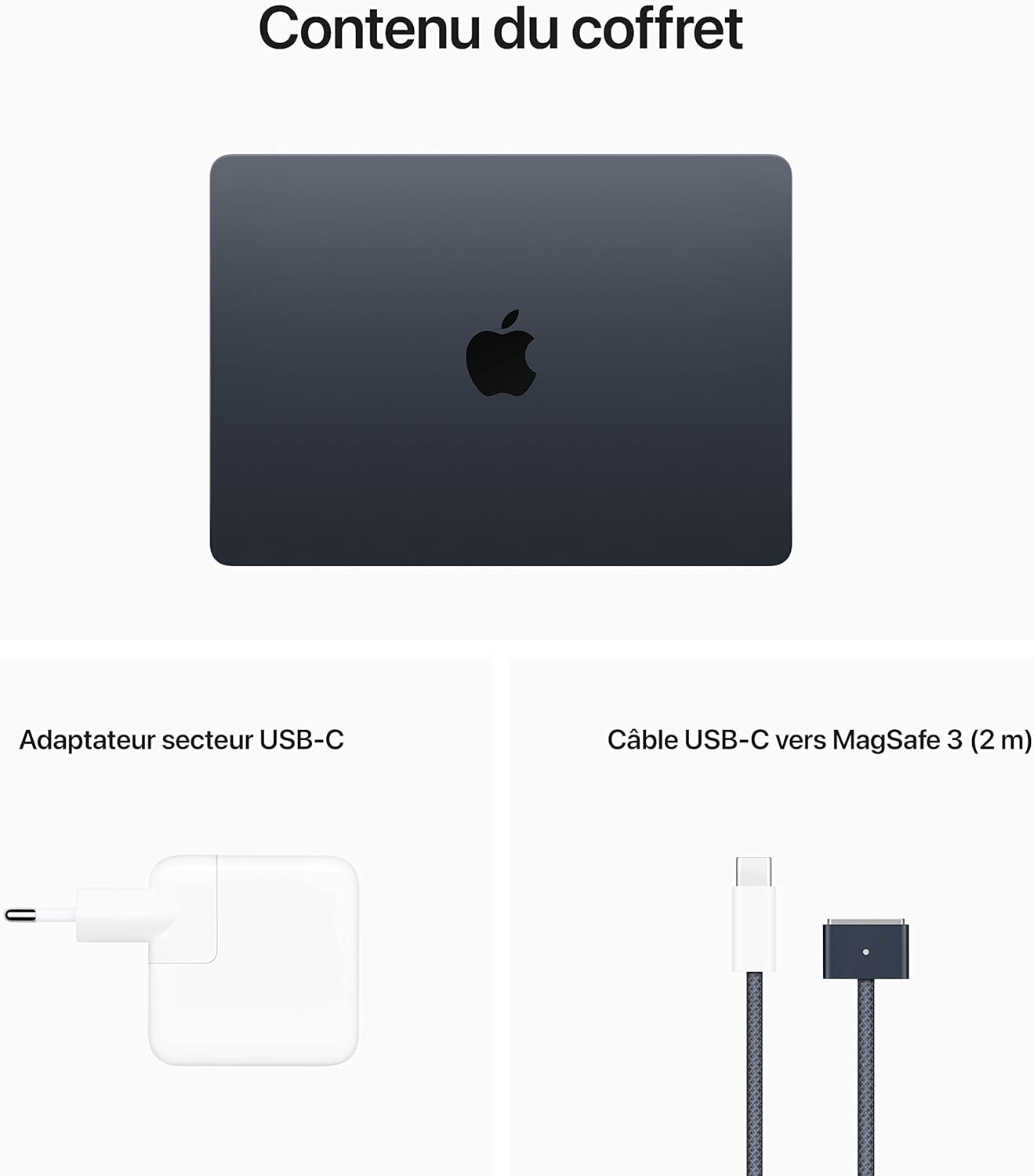 Apple MacBook Air Portable avec Puce M2 : écran Liquid Retina de 13,6 Pouces, 16 Go de RAM, 256 Go de Stockage SSD, Clavier rétroéclairé, caméra FaceTime HD 1080p ; Minuit