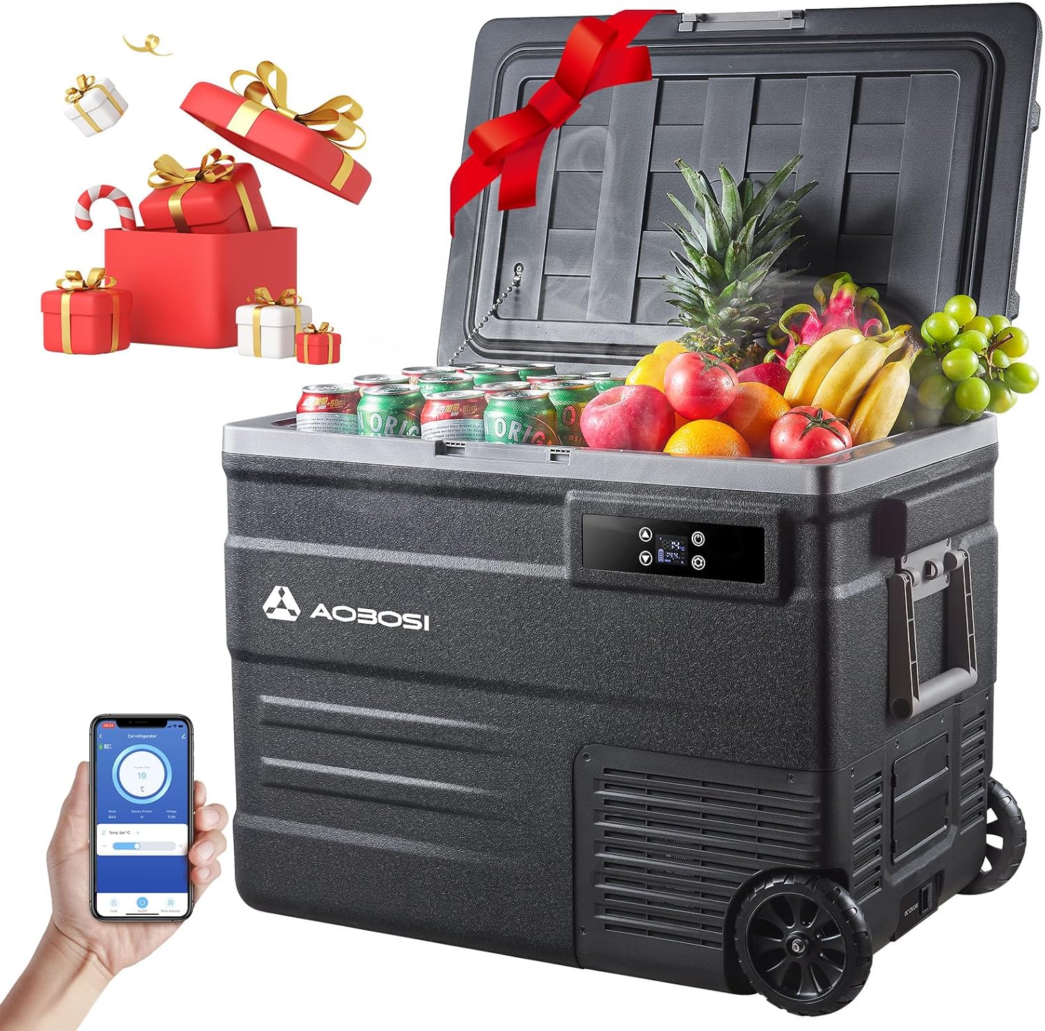 45L Glacière à Compresseur,Glaciere Électrique -20℃ à 20℃,Frigo Camion APP&Bouton Contrôle,12/24V DC et 100-240V AC Glaciere Camping Pour Voiture,Camion,Bateau et Prise De Courant -