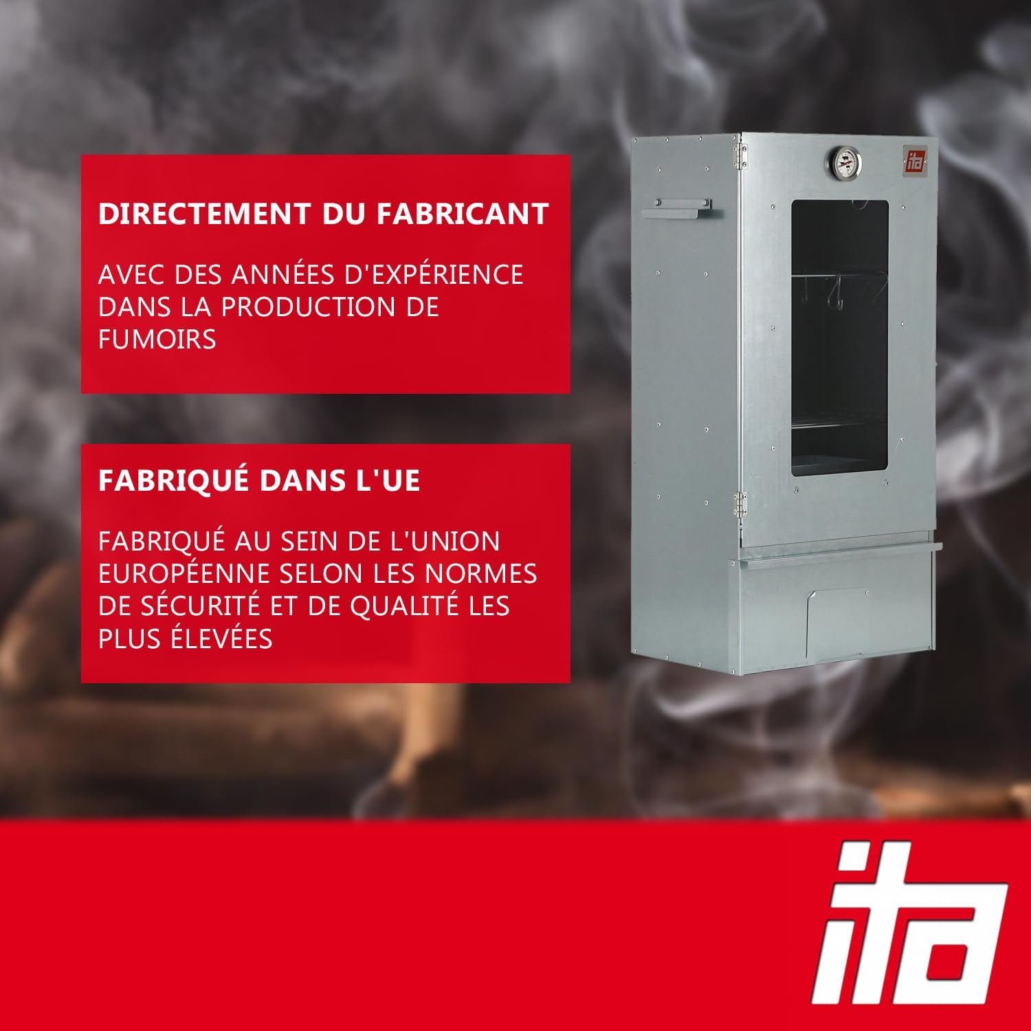 ITA Fumoir armoire 7000 avec générateur de fumée et thermomètre 81 cm