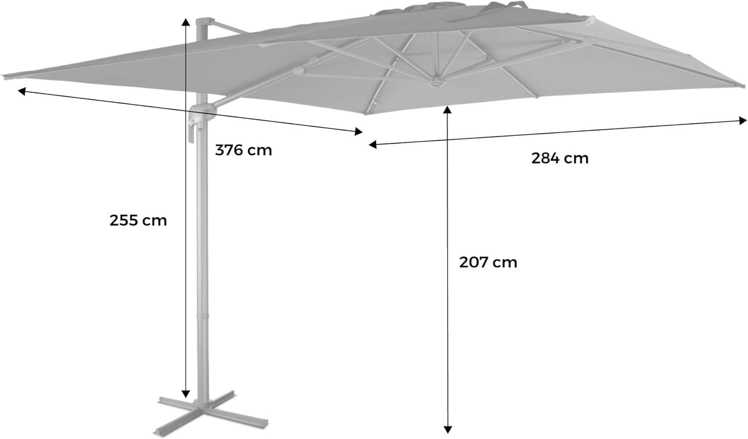 Alice's Garden - Parasol déporté rectangulaire 3x4m – Antibes – gris – parasol déporté. inclinable. rabattable et rotatif à 360°