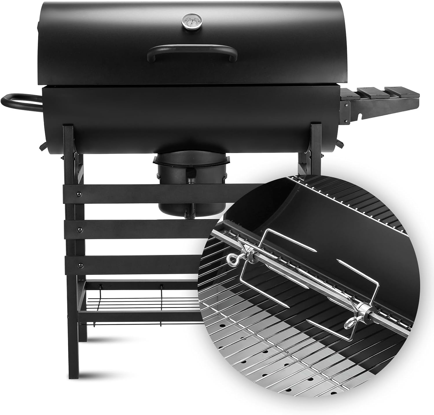 TEENO Barbecue Charbon de Bois,avec Grille de Cuisson XXL,Gants Anti-BrûLures, ThermomèTre,Tiroir à Cendres, éVent RéGlable,Grand Barbecue au Charbon de Bois(Upgraded (with Chicken Grill))