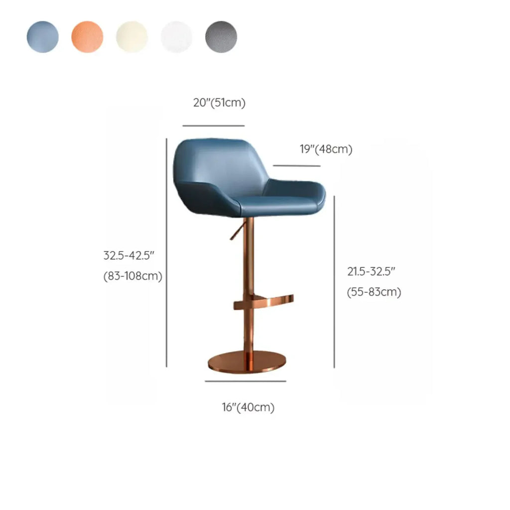 Minimalist Leather Swivel Bar Stools with Low Back for Kitchen