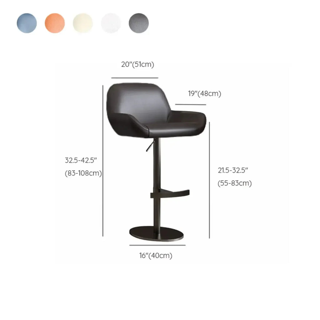 Minimalist Leather Swivel Bar Stools with Low Back for Kitchen
