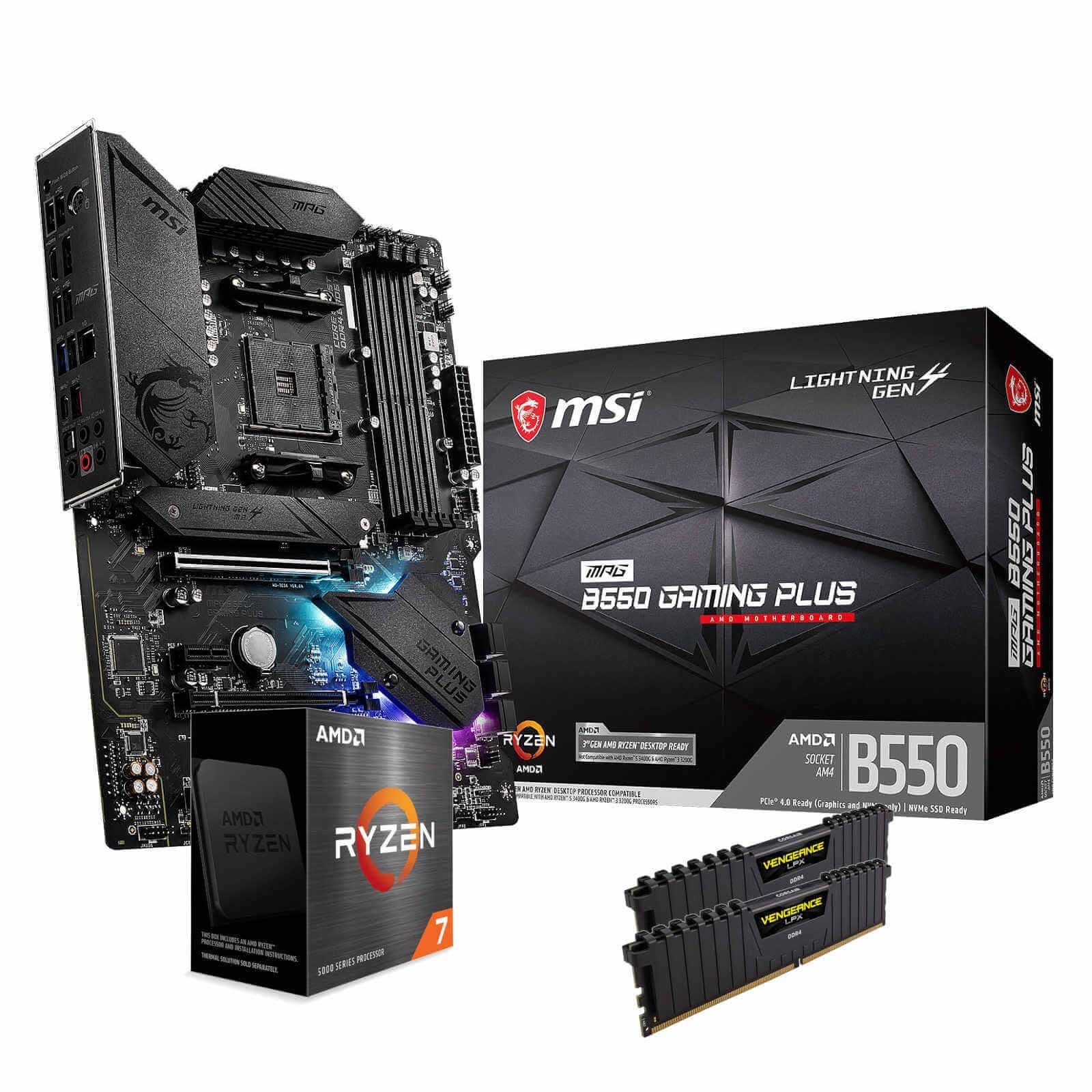 AMD Ryzen 7 5800X + MSI B550 + RAM 32 Go 3200MHz Kit AMD Ryzen 7 5800X(Noir)
