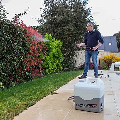 Multirex PowerJet 2 pulvérisateur électrique 12 V, portée 10 m, autonomie 5 h, pompe 5,5 bar avec pressostat, lance carbone 1,5 m, 7 buses, aspiration externe, démoussage toitures/façades