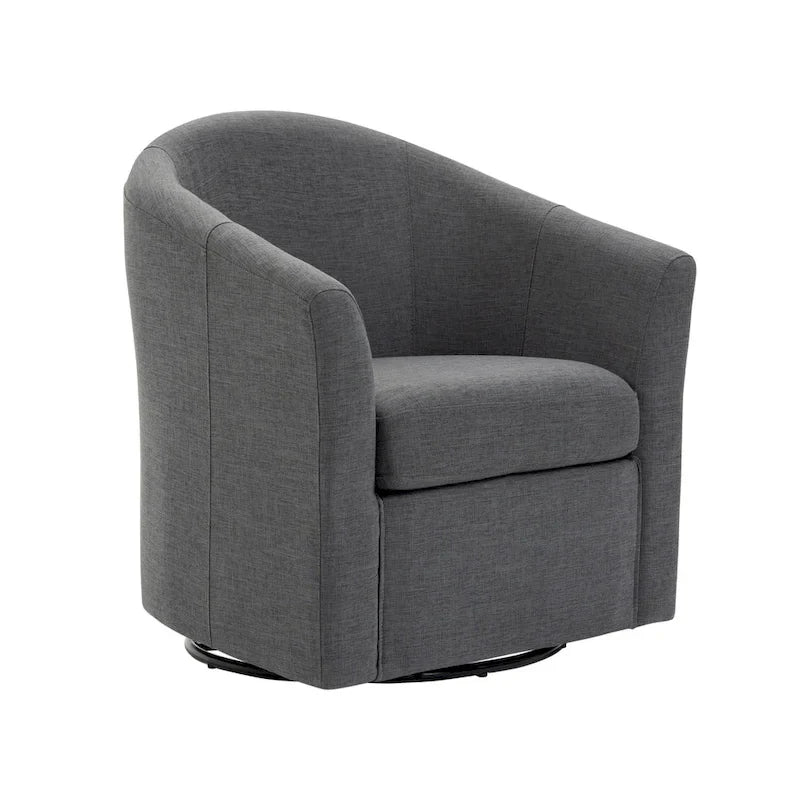 Set of 2 Modern Upholstered Swivel Barrel Chair Living Room Accent Chair