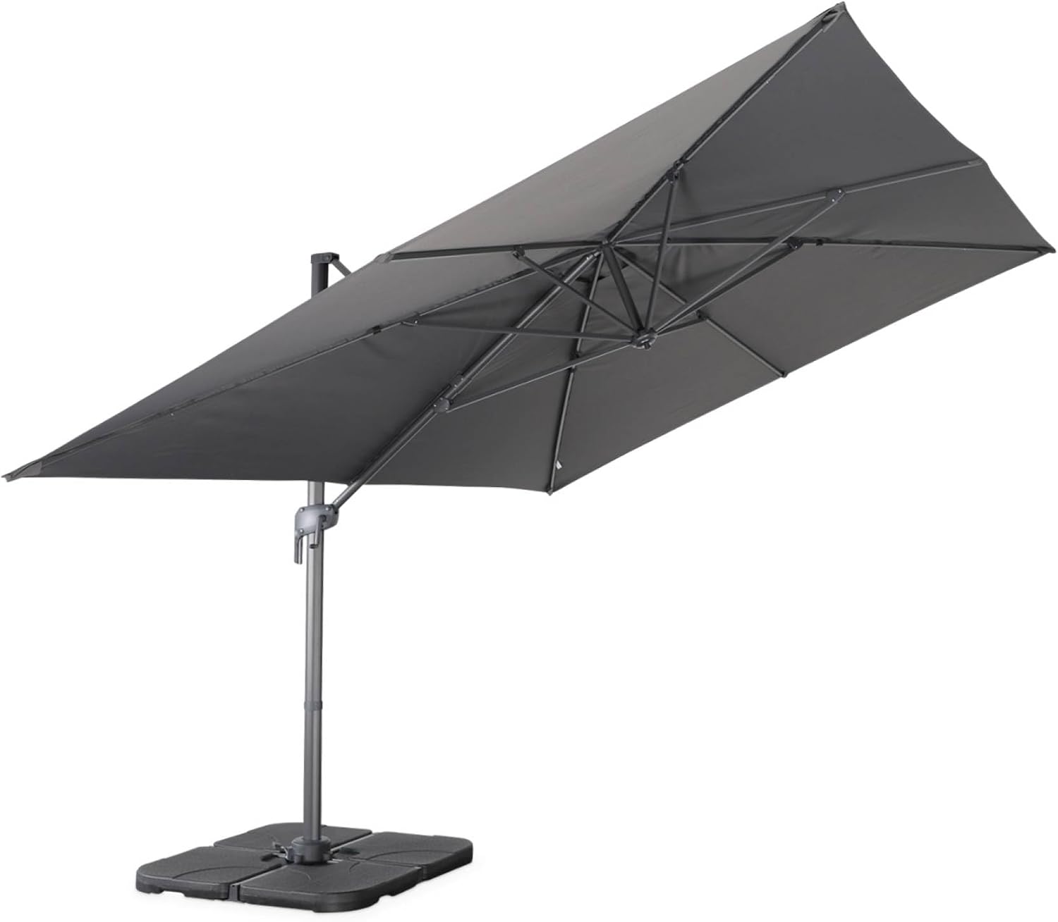 Alice's Garden - Parasol déporté rectangulaire 3x4m – Antibes – gris – parasol déporté. inclinable. rabattable et rotatif à 360°