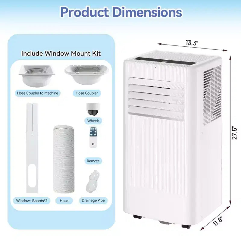 Portable Air Conditioners, Flarhetoric 10000 BTU Cooling/Fan/Dry 3 IN 1 Portable Ac unit for Room 560 SQ.FT, Units for Low Noise rooms