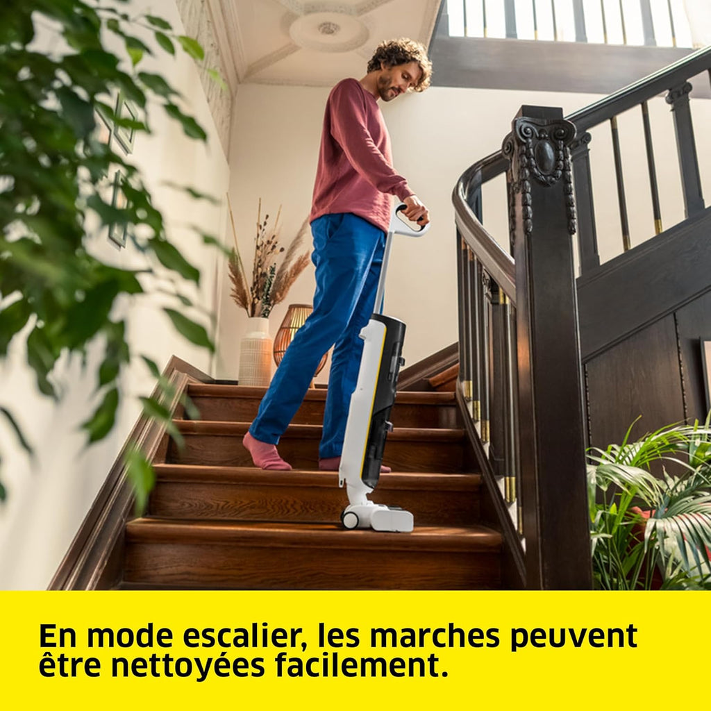 Kärcher Aspirateur-Laveur FCV 4, 4 Modes de Nettoyage, autonomie de la Batterie : env. 45 Min, Surface Couverte par Charge : env. 200 m²